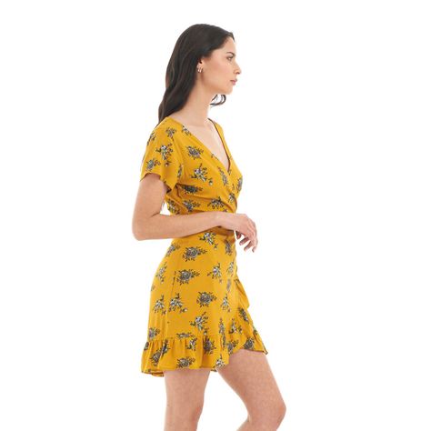 Vestido Mujer Aflora Mostaza print Haka Honu-3