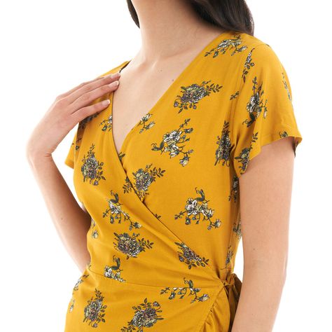 Vestido Mujer Aflora Mostaza print Haka Honu-7