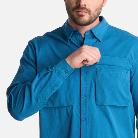 Camisa Hombre Rosselot Long Sleeve Q-Dry Azul Lippi V25-3