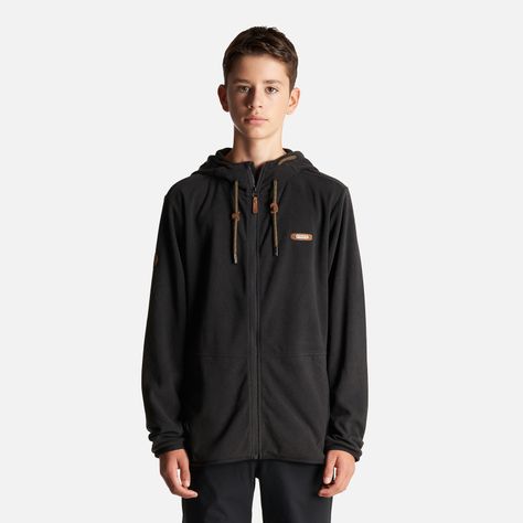 Poleron Teen Boy Stripes Nano-F Full Zip Hoody Negro Lippi I24-1