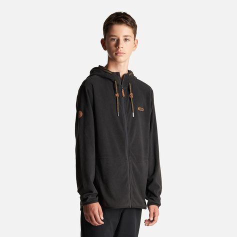 Poleron Teen Boy Stripes Nano-F Full Zip Hoody Negro Lippi I24-2