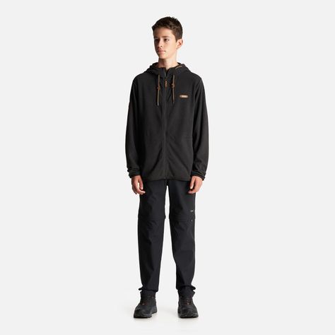 Poleron Teen Boy Stripes Nano-F Full Zip Hoody Negro Lippi I24-6