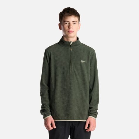 Poleron Teen Boy Mild Nano-F 14 Zip Verde Militar Lippi-1