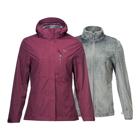Chaqueta Mujer Tres Cruces Fusion-3 Hoody Jacket Vino Gris Oscuro Lippi-0