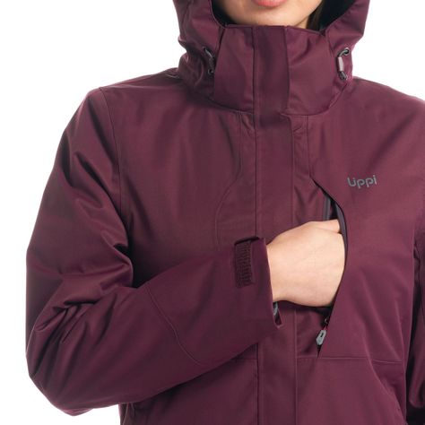 Chaqueta Mujer Tres Cruces Fusion-3 Hoody Jacket Vino Gris Oscuro Lippi-6