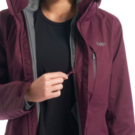 Chaqueta Mujer Tres Cruces Fusion-3 Hoody Jacket Vino Gris Oscuro Lippi-7