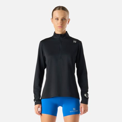 Polerón Mujer Built To Move 1/4 Zip Midlayer Negro Vulcano-0