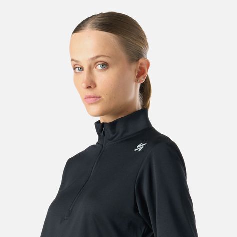 Polerón Mujer Built To Move 1/4 Zip Midlayer Negro Vulcano-4