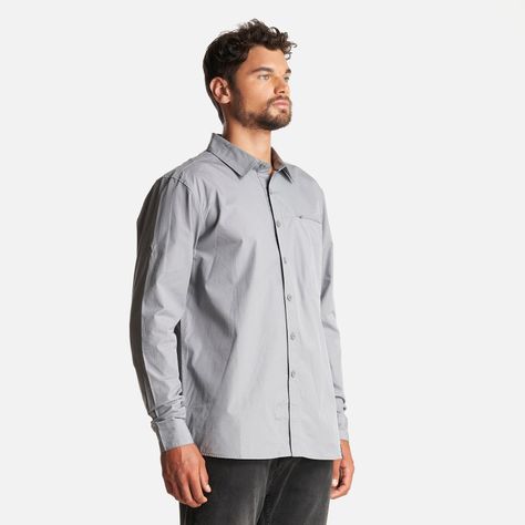 Camisa Hombre Alloy Long Sleeve Shirt Melange Gris Oscuro Lippi I23-2