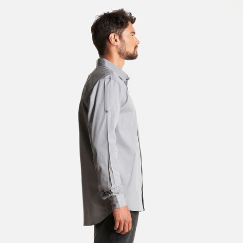 Camisa Hombre Alloy Long Sleeve Shirt Melange Gris Oscuro Lippi I23-3