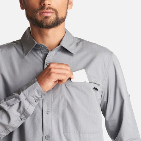 Camisa Hombre Alloy Long Sleeve Shirt Melange Gris Oscuro Lippi I23-5