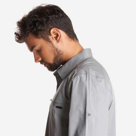 Camisa Hombre Alloy Long Sleeve Shirt Melange Gris Oscuro Lippi I23-6