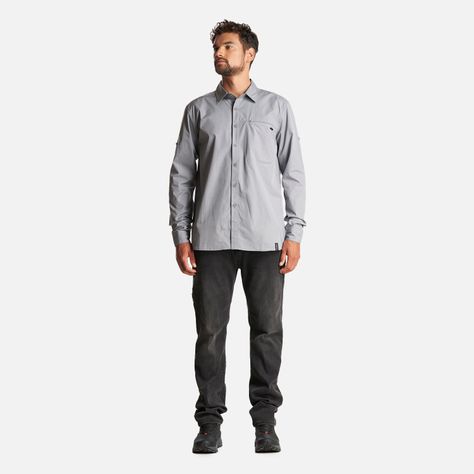 Camisa Hombre Alloy Long Sleeve Shirt Melange Gris Oscuro Lippi I23-7