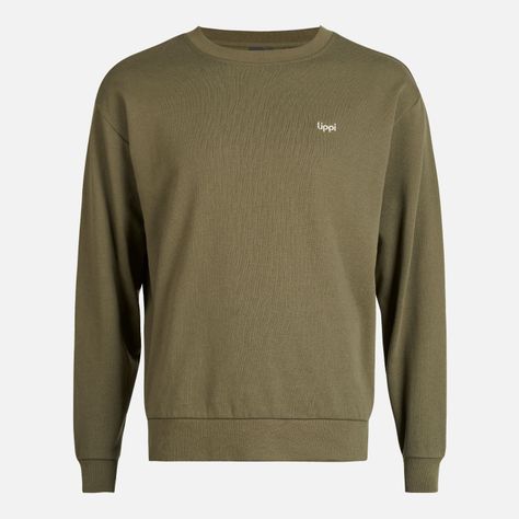 Poleron Hombre Insigne Crewneck Sweatshirt Back Print Verde Militar Lippi-0