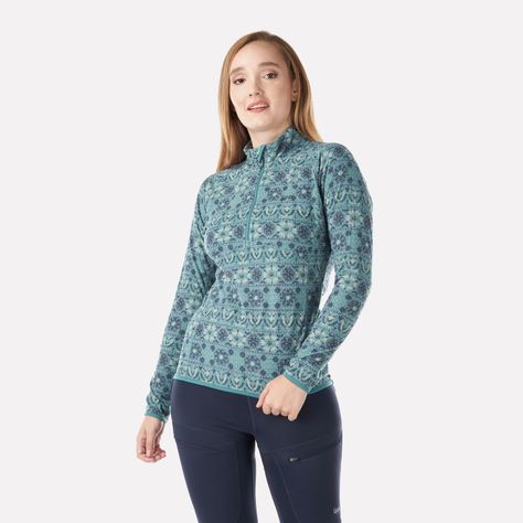 Poleron Mujer Jacaranda Nano-F 14 Zip Print Jade Oscuro Lippi-1