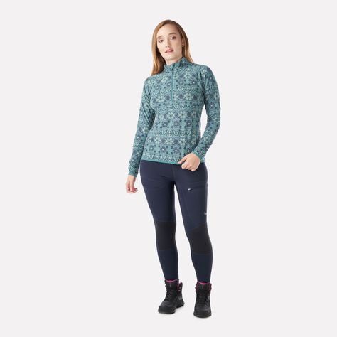 Poleron Mujer Jacaranda Nano-F 14 Zip Print Jade Oscuro Lippi-4