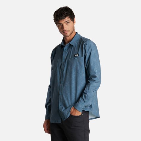 Camisa Hombre Cumbre Manga Larga Turquesa Oscuro Haka Honu-2