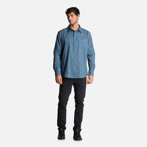 Camisa Hombre Cumbre Manga Larga Turquesa Oscuro Haka Honu-7