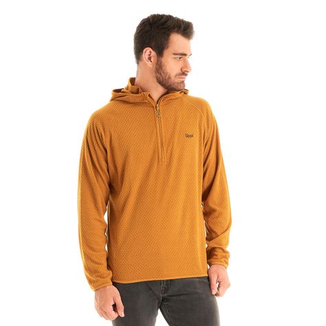 Poleron Hombre Jacaranda Nano-F 14 Zip Hoody Mostaza Lippi-1