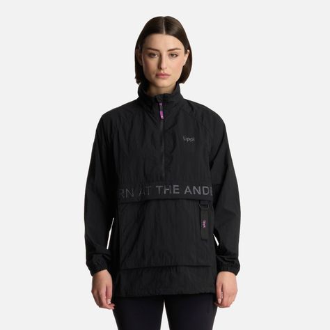 Chaqueta Mujer WindCity WindBreaker 1/4 Zip Negro Lippi-0