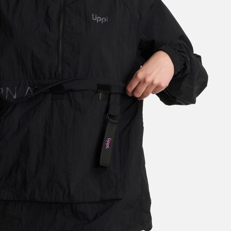 Chaqueta Mujer WindCity WindBreaker 1/4 Zip Negro Lippi-4