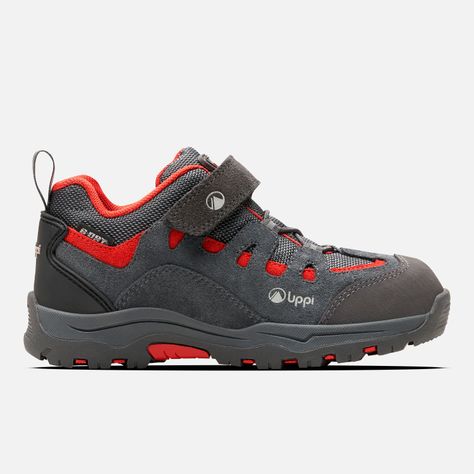 Zapato Niño  Puelo CS Low Velcro Gris Medio Rojo Oscuro Lippi-0