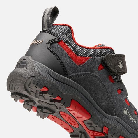 Zapato Niño  Puelo CS Low Velcro Gris Medio Rojo Oscuro Lippi-7