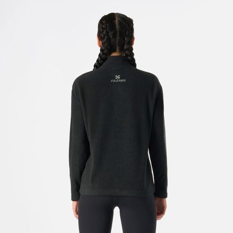 Polerón Mujer Cool Down 1/4 Zip Fleece Negro Vulcano-3
