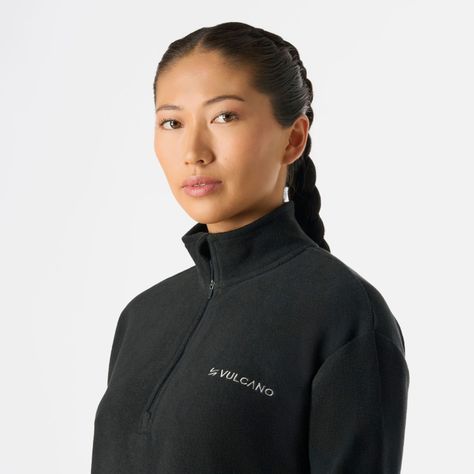 Polerón Mujer Cool Down 1/4 Zip Fleece Negro Vulcano-4