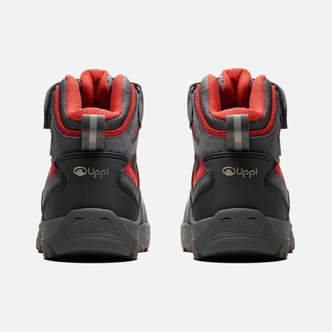 Botín Niño  Puelo CS HI Velcro Gris Medio Rojo Oscuro Lippi-4