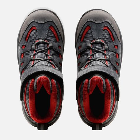 Botín Niño  Puelo CS HI Velcro Gris Medio Rojo Oscuro Lippi-5