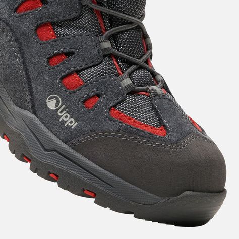Botín Niño  Puelo CS HI Velcro Gris Medio Rojo Oscuro Lippi-6