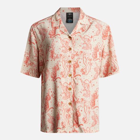 Camisa Mujer Cola de Tigre Print Beige Haka Honu-0