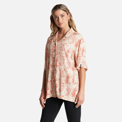 Camisa Mujer Cola de Tigre Print Beige Haka Honu-2