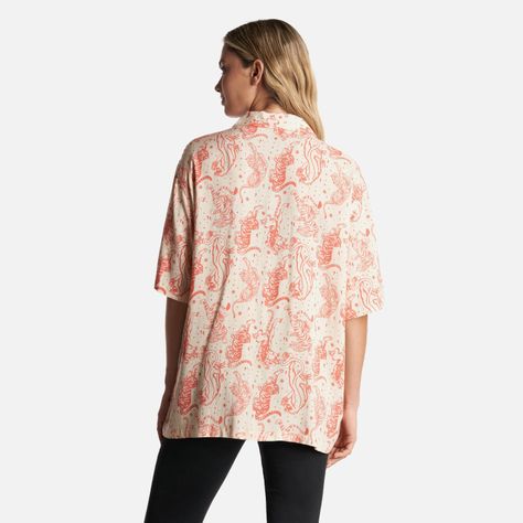Camisa Mujer Cola de Tigre Print Beige Haka Honu-3