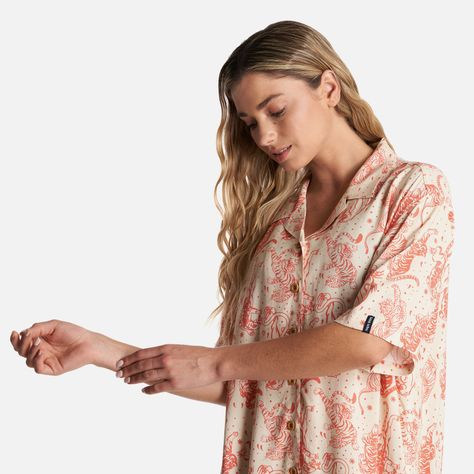 Camisa Mujer Cola de Tigre Print Beige Haka Honu-4