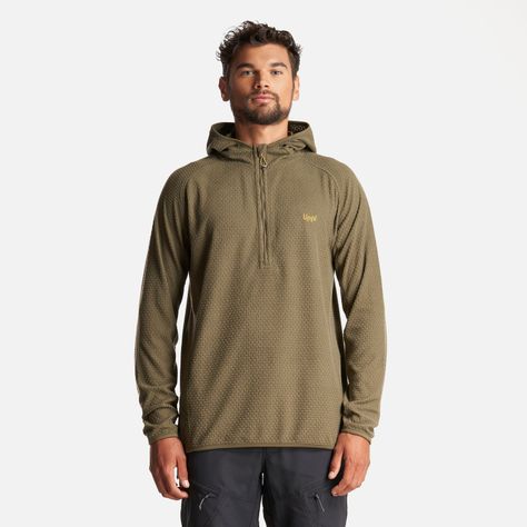 Poleron Hombre Jacaranda Nano-F 1/4 Zip Hoody Verde Militar Lippi-1