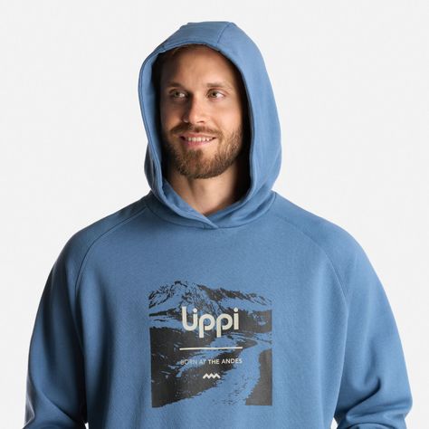 Poleron Hombre Insigne Hoody Sweatshirt Front Print Azul Grisaceo Lippi-5