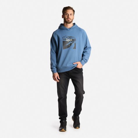 Poleron Hombre Insigne Hoody Sweatshirt Front Print Azul Grisaceo Lippi-7