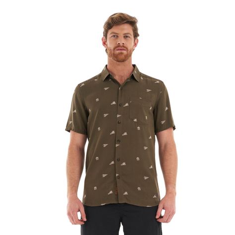 Camisa Hombre Camp Short Sleeve Shirt Print Verde Militar Lippi V22-1