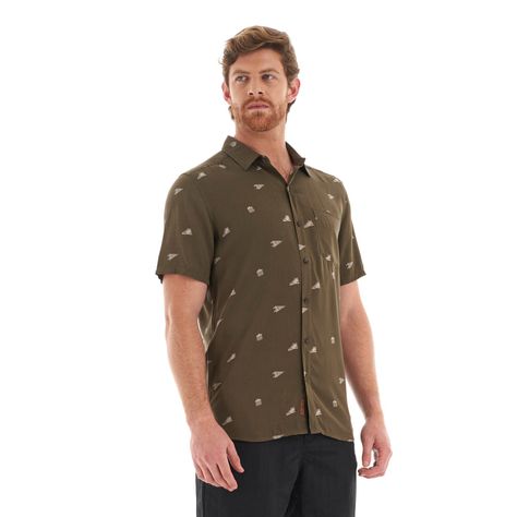Camisa Hombre Camp Short Sleeve Shirt Print Verde Militar Lippi V22-2