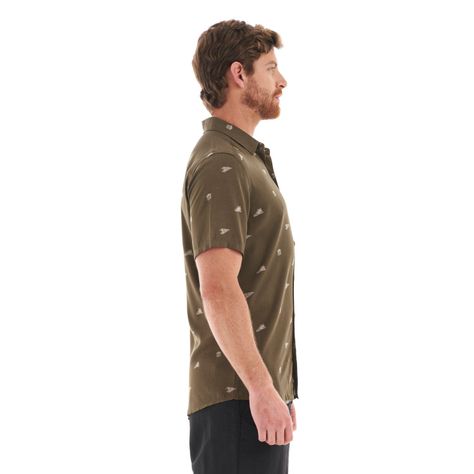 Camisa Hombre Camp Short Sleeve Shirt Print Verde Militar Lippi V22-3