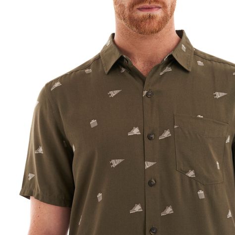 Camisa Hombre Camp Short Sleeve Shirt Print Verde Militar Lippi V22-6