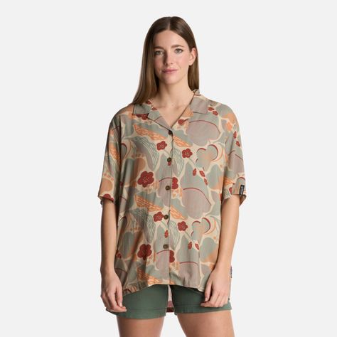Camisa Mujer Hibiscus Print Crema Haka Honu-0