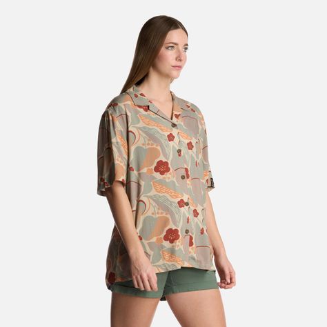 Camisa Mujer Hibiscus Print Crema Haka Honu-1