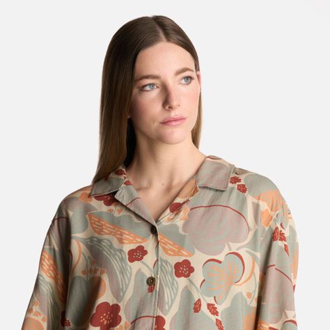 Camisa Mujer Hibiscus Print Crema Haka Honu-3