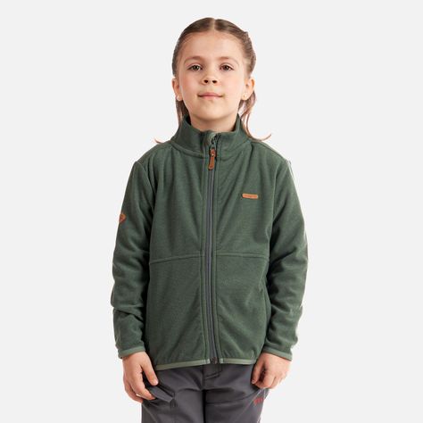 Poleron Niña Stripes Nano-F Full Zip Verde Grisaceo Lippi-1