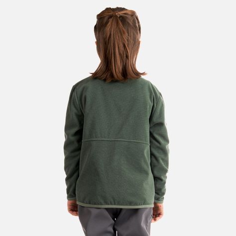 Poleron Niña Stripes Nano-F Full Zip Verde Grisaceo Lippi-3