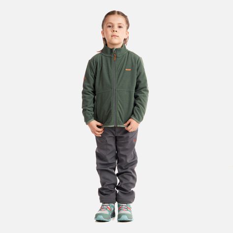 Poleron Niña Stripes Nano-F Full Zip Verde Grisaceo Lippi-5