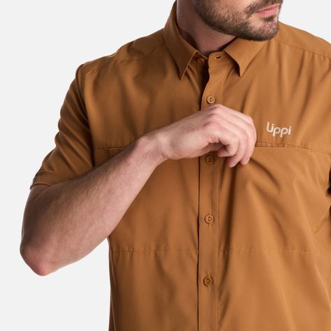 Camisa Hombre Wallace Short Sleeve Q-dry Shirt Camel Lippi-3